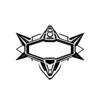 Futuristic Geometric Emblem Bold Black White with Hexagon Details and Sharp Angles. vector