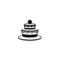 Simple Monochrome Illustration of a TwoTiered Cake with a Cherry on Top, Centered on a White Background. vector