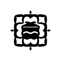 Symmetrical Black and White Decorative Square, Central PotLike Shape, Abstract Floral Elements, Minimalist . vector