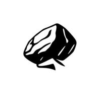 Bold Black and White Depicting a Simplified Rock or Mineral on a Pure White Background. vector