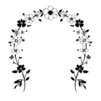 Elegant Floral Archway in Black and White, with delicate flower and leaf details, creating a minimalist aesthetic. vector