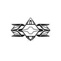 Geometric Black and White Abstract Symmetrical, Futuristic, and Architectural Shape Against a White Background. vector
