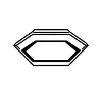 Geometric Minimalist Illustration Black and White Hexagonal Shape with Inner Outline and Line Details on White Background. vector
