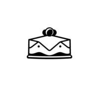 Minimalist Black and White Cake Illustration Square Layered with Decorative Topping Centered on White Background. vector