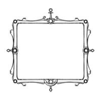 Ornate Black and White NauticalThemed Frame with Anchor and Crescent Moon Decorations on a Clean Background. vector