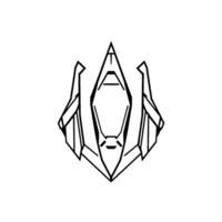 Geometric abstract of symmetrical, stylized, black and white emblem, featuring sharp angles and a futuristic aesthetic. vector