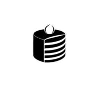 Black and White minimalist of a layered cake slice topped with a stylized cream drop on a clean white background. vector