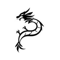 A stylized black dragon illustration on a white background, depicting the mythical creature in a curved, elegant pose. vector