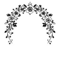 Elegant Black and White Floral Archway Motif, Decorative for Invitations, Weddings, or Artistic Projects. vector