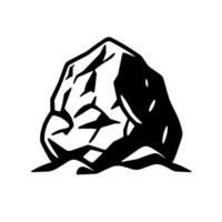 Bold Black and White Rock Illustration Angular, Textured, Representation on White Background. vector