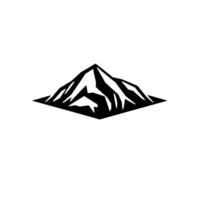 Geometric Mountain A Bold Black and White of a Rugged, Angular Peak on a Square Base, Isolated on White. vector
