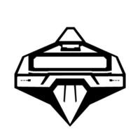 Abstract Geometric Black and White Resembling a Futuristic Spaceship , Illustration, Isolated on White. vector