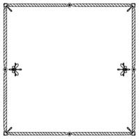 Elegant Nautical Frame Square Composition Bordered by Rope, Embellished with Decorative Elements, Isolated on White. vector