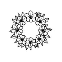 Intricate monochrome floral wreath illustration with a simple and elegant , perfect for digital art and projects. vector