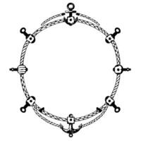Nautical Circular Frame HandDrawn Illustration of Rope, Anchors, and Nautical Elements for Decorative . vector