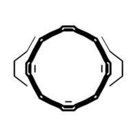 Geometric black octagonal frame with rectangular extensions and minimalist on a white background, ideal for tech UI. vector