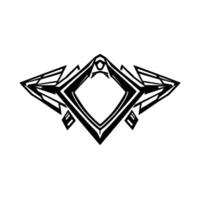 Symmetrical Geometric Black and White Featuring Rhombus at Center with Sharp Angular Edges vector