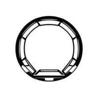 Geometric Black and White Circular with Angular Segments and Interior Platform. vector