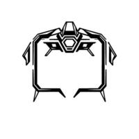 Futuristic Drone with Bold Geometric Shapes and a Hexagon Core in Art Style, Isolated on White Background. vector