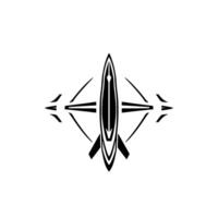 Black and White Stylized Jet Illustration with Symmetry, Sharp Angles, and Modern, Minimalist . vector