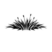 Black and white minimalist silhouette of tall grass and cattails, creating a natureinspired decorative element. vector
