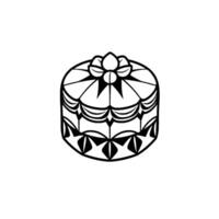 Intricate Black and White Decorative Box with Floral Topper, Geometric Pattern and Elegant Ornamentation, Isolated on White. vector