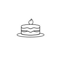 Minimalist Line Art Illustration of a Tiered Cake with a Single Candle, Presented on a Plain White Background. vector