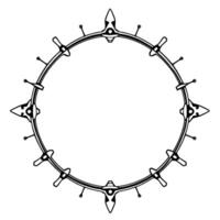 Intricate Circular Geometric Ornament with Detailed Black White Elements, Resembling Futuristic or Mechanical , Isolated on White Background. vector