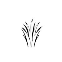 Stylized illustration of grass blades in black, white, and pale green hues, arranged within a circular outline on a white background. vector