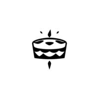Stylized Black and White Illustration of a Birthday Cake with Single Candle and Minimalist on a White Background vector