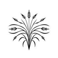 Elegant Black White Illustration A stylized bouquet of wheat, meticulously rendered on a pristine white background, evokes nature and simplicity. vector