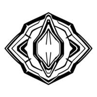 Symmetrical, geometric black and white abstract featuring sharp lines, and diamondlike shapes, evoking a futuristic or technical aesthetic. vector