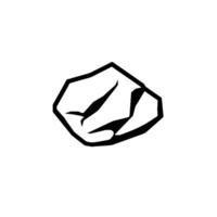 Isolated, bold black rock illustration with sharp edges, set against a pure white background, creating a stark contrast. vector