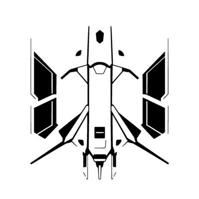 Futuristic Black and White Spaceship Blueprint on White Background, HighTech Symmetry, Geometric , Detailed Lines.