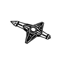 Bold Black and White Geometric StarShaped Object on a White Background, Suggesting Modern or Futuristic Technology. vector