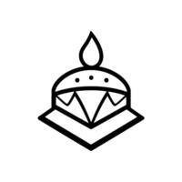 Abstract, Minimalist BlackandWhite Illustration of a Stylized, Geometric Form Resembling a Crown with a Teardrop on a White Background. vector