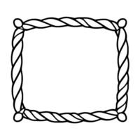 Minimalist Black Rope Frame Illustration with Rounded Corners, Rectangular Shape, on White Background. vector