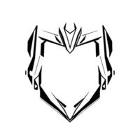 Bold, Geometric Black and White Shieldlike with Sharp Angles and a Central Empty Space. vector