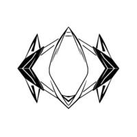Symmetrical Black and White Geometric with Sharp Angles, Rhombus, and ArrowLike Shapes in a Minimalist Composition. vector