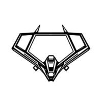 Stylized Black and White Illustration of a Futuristic Cockpit, with a Geometric, Angular , and Minimalist Aesthetic. vector