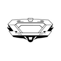 Isometric, stylized, futuristic spaceship . Geometric, monochromatic artwork depicting spacecraft with detailed contours and a minimalist approach, perfect for digital art and science fiction. vector