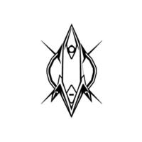 Futuristic Black and White Abstract Geometric Featuring Sharp Angles, Symmetric Composition, and a Mystical Aesthetic vector