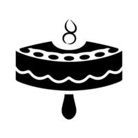Minimalist Black and White Illustration of a Birthday Cake with a Lit Candle, and a Single Drop Element. vector