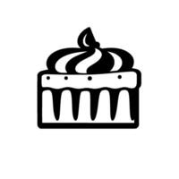 Stylized Black and White Cake with Swirled Icing, Dripping Frosting, and Simple on White Background. vector