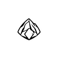Stylized Geometric Black Outline of a Mountain Peak with a diamondshaped interior, resting on a white backdrop. vector