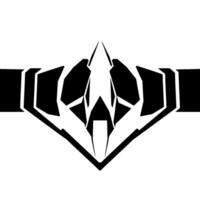 Abstract Geometric Crest with Sharp Angles, Black Shapes on White Backdrop, Suggesting Power and Modernity. vector
