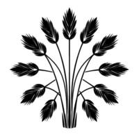 Stylized Black White Wheat Arrangement, FloralInspired Composition on a White Background, Decorative , Symmetric Arrangement vector