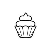 Minimalist Black Outline of a Cupcake on White Background A Simple, Isolated for and Illustration. vector