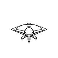 Topdown schematic of a futuristic, stealthstyle spacecraft with geometric, triangular form and minimalist aesthetic. vector
