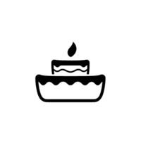 Black White Cake Simple birthday cake illustration with one candle, minimalist on plain white background. vector
